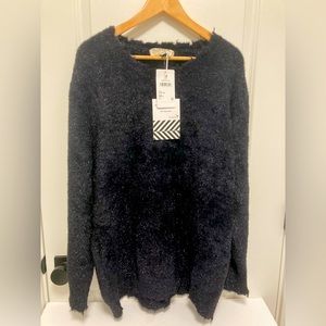 NWT Sandrine Rose By Free People Women’s Crew Neck Sweater Gunmetal, Sz L black